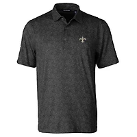 Men's Cutter & Buck Black New Orleans Saints Pike Constellation Print Stretch Polo
