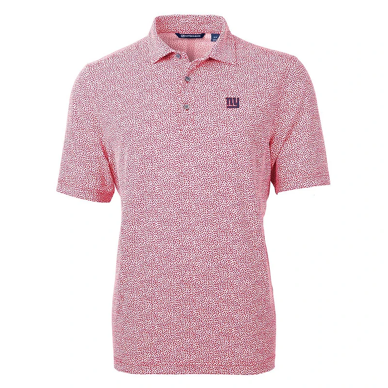Men's Cutter & Buck Red New York Giants Virtue Eco Pique Botanical Print Polo