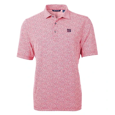 Men's Cutter & Buck Red New York Giants Virtue Eco Pique Botanical Print Polo
