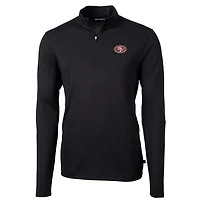 Men's Cutter & Buck Black San Francisco 49ers Virtue Eco Pique Recycled Quarter-Zip Pullover Jacket