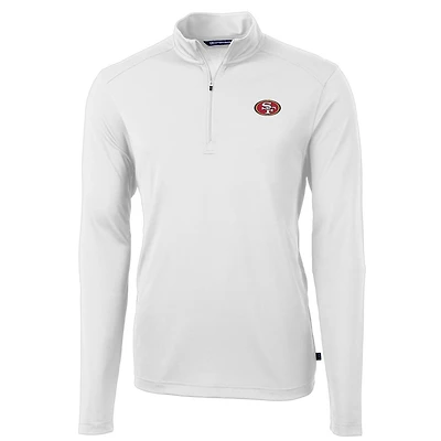 Men's Cutter & Buck White San Francisco 49ers Virtue Eco Pique Recycled Quarter-Zip Pullover Jacket