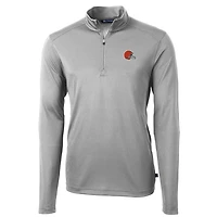 Men's Cutter & Buck Gray Cleveland Browns Virtue Eco Pique Recycled Quarter-Zip Pullover Jacket