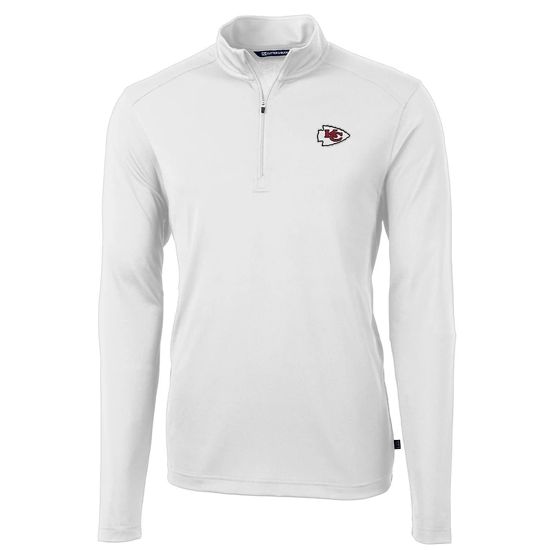 Men's Cutter & Buck Kansas City Chiefs Virtue Eco Pique Recycled Quarter-Zip Pullover Jacket