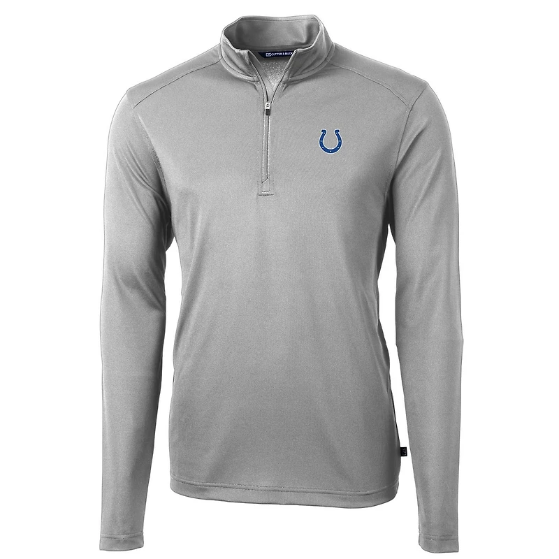 Men's Cutter & Buck Gray Indianapolis Colts Virtue Eco Pique Recycled Quarter-Zip Pullover Jacket