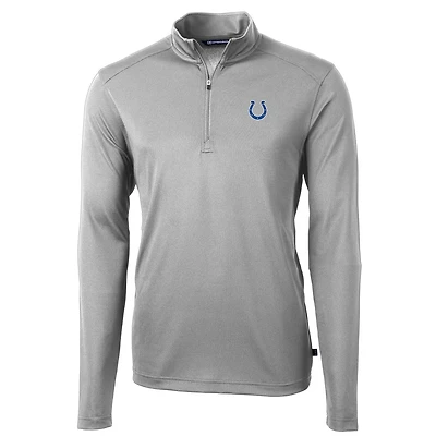 Men's Cutter & Buck Gray Indianapolis Colts Virtue Eco Pique Recycled Quarter-Zip Pullover Jacket
