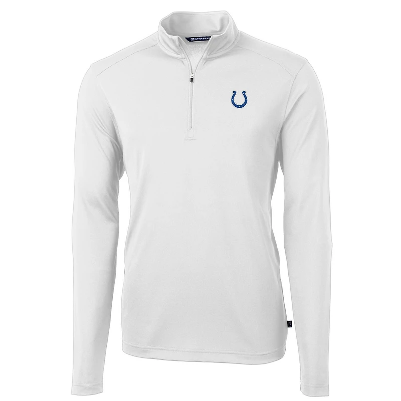 Men's Cutter & Buck White Indianapolis Colts Virtue Eco Pique Recycled Quarter-Zip Pullover Jacket