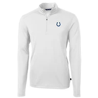 Men's Cutter & Buck White Indianapolis Colts Virtue Eco Pique Recycled Quarter-Zip Pullover Jacket