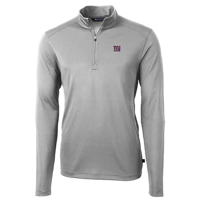 Men's Cutter & Buck Gray New York Giants Virtue Eco Pique Recycled Quarter-Zip Pullover Jacket
