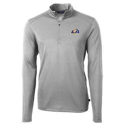 Men's Cutter & Buck Gray Los Angeles Rams Virtue Eco Pique Recycled Quarter-Zip Pullover Jacket