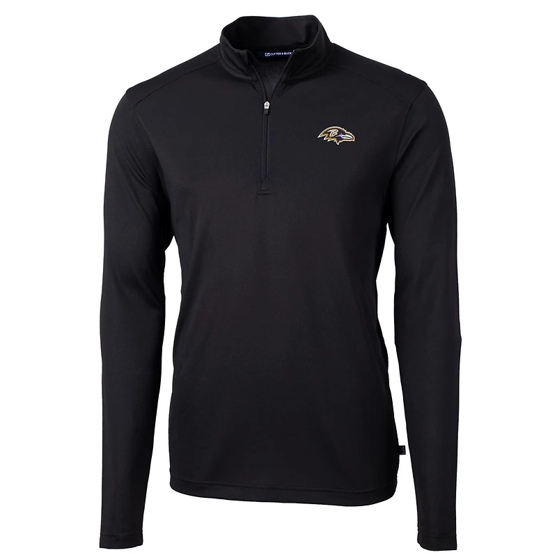 Men's Cutter & Buck Black Baltimore Ravens Virtue Eco Pique Recycled Quarter-Zip Pullover Jacket