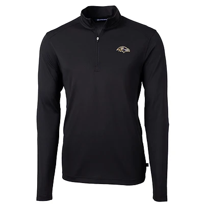 Men's Cutter & Buck Black Baltimore Ravens Virtue Eco Pique Recycled Quarter-Zip Pullover Jacket