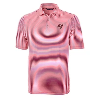 Men's Cutter & Buck Red Tampa Bay Buccaneers Virtue Eco Pique Stripe Recycled Polo