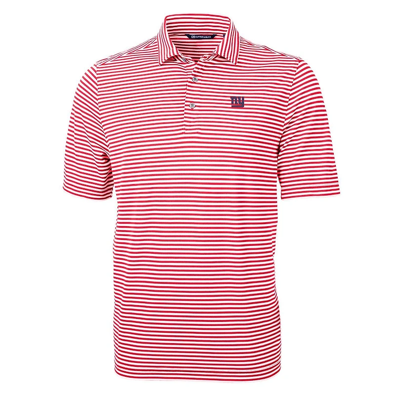 Men's Cutter & Buck Red New York Giants Virtue Eco Pique Stripe Recycled Polo