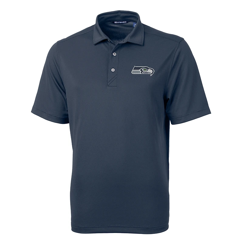 Men's Cutter & Buck College Navy Seattle Seahawks Virtue Eco Pique Recycled Polo