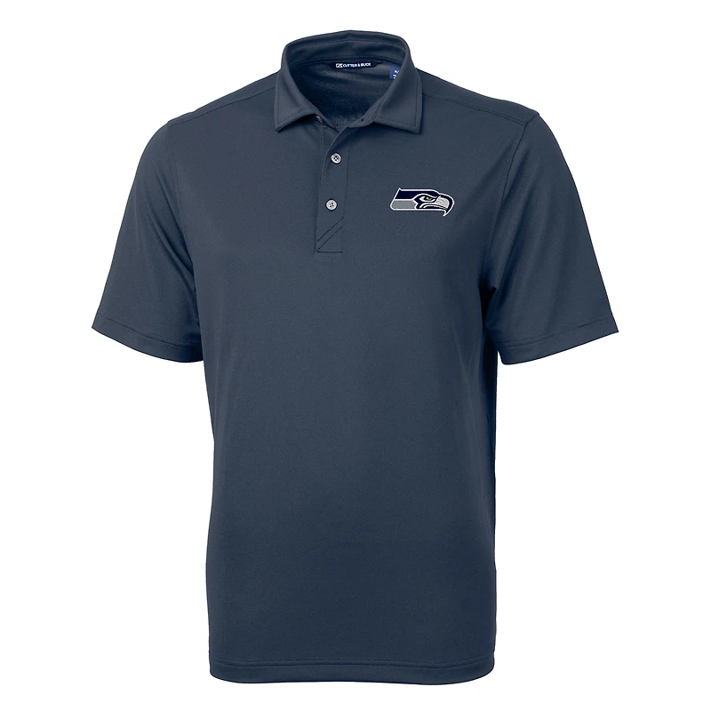 Men's Cutter & Buck College Navy Seattle Seahawks Big & Tall Virtue Eco Pique Recycled Polo