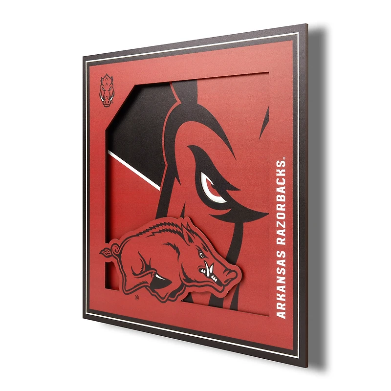 Arkansas Razorbacks 12'' x 12'' 3D Logo Wall Art