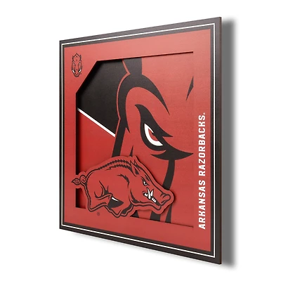 Arkansas Razorbacks 12'' x 12'' 3D Logo Wall Art