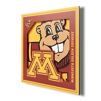 Minnesota Golden Gophers 12'' x 12'' 3D Logo Wall Art