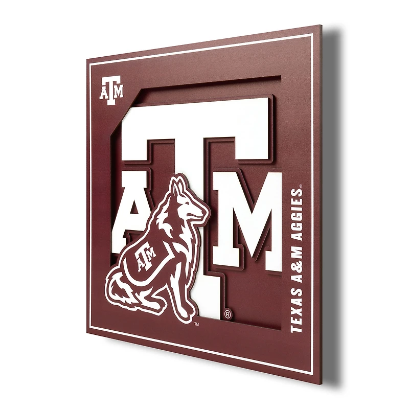 Texas A&M Aggies 12'' x 12'' 3D Logo Wall Art