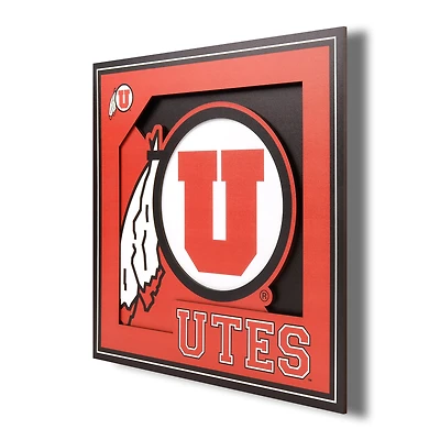 Utah Utes 12'' x 12'' 3D Logo Wall Art