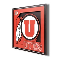 Utah Utes 12'' x 12'' 3D Logo Wall Art