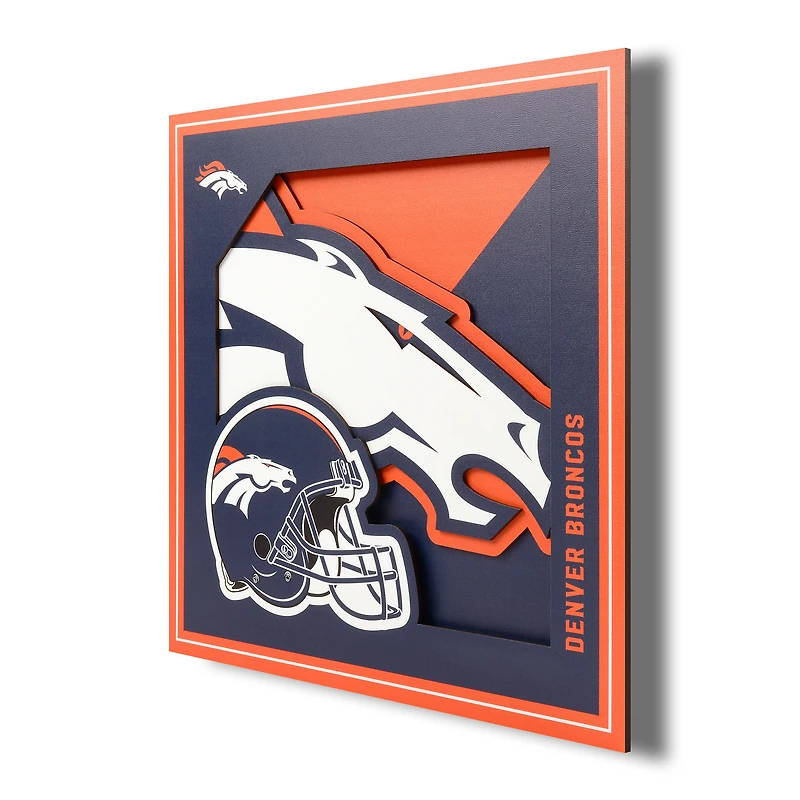 Denver Broncos 12'' x 12'' 3D Logo Wall Art