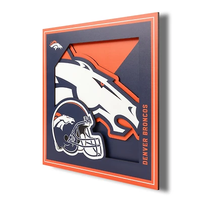 Denver Broncos 12'' x 12'' 3D Logo Wall Art