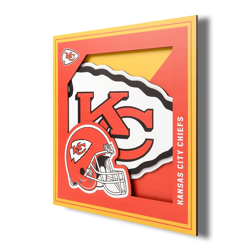 Kansas City Chiefs 12'' x 12'' 3D Logo Wall Art