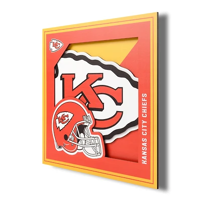 Kansas City Chiefs 12'' x 12'' 3D Logo Wall Art