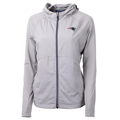 Women's Cutter & Buck Gray New England Patriots Adapt Eco Knit Full-Zip Hoodie