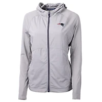 Women's Cutter & Buck Gray New England Patriots Adapt Eco Knit Full-Zip Hoodie