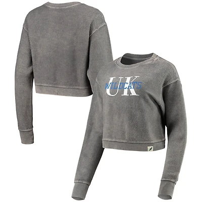 Women's League Collegiate Wear Graphite Kentucky Wildcats Classic Corded Timber Crop Pullover Sweatshirt