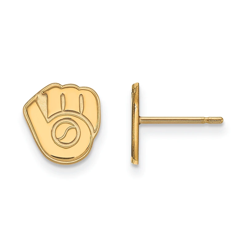Women's Milwaukee Brewers 14k Yellow Gold Extra Small Post Earrings