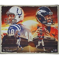 Peyton Manning Indianapolis Colts & Denver Broncos Unsigned Stretched 20" x 24" Giclee - Created and Signed by Artist Brian Konnick - Limited Edition of 25