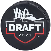 Matty Beniers Seattle Kraken Autographed 2021 NHL Draft Logo Hockey Puck