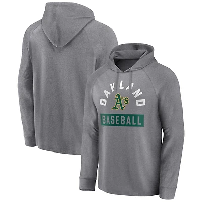 Men's Fanatics Gray Athletics No Time Off Raglan Pullover Hoodie