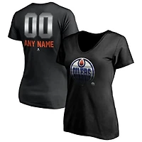 Women's Black Edmonton Oilers Personalized Midnight Mascot Logo V-Neck T-Shirt