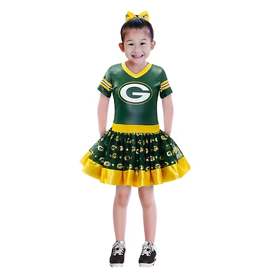Girls Youth Green Green Bay Packers Tutu Tailgate Game Day V-Neck Costume
