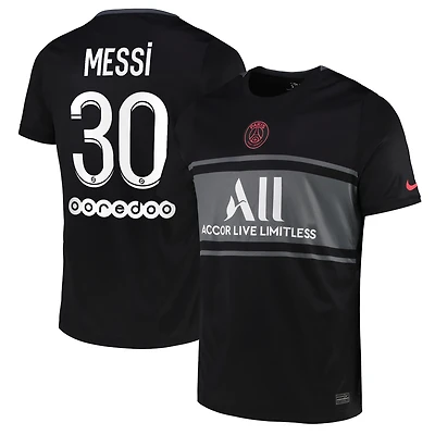 Men's Nike Lionel Messi Black Paris Saint-Germain 2021/22 Third Breathe Stadium Replica Player Jersey