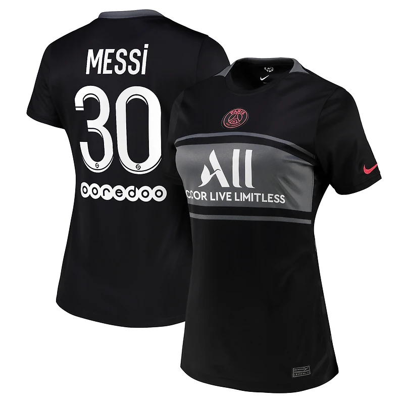 Women's Nike Lionel Messi Black Paris Saint-Germain 2021/22 Third Breathe Stadium Replica Player Jersey