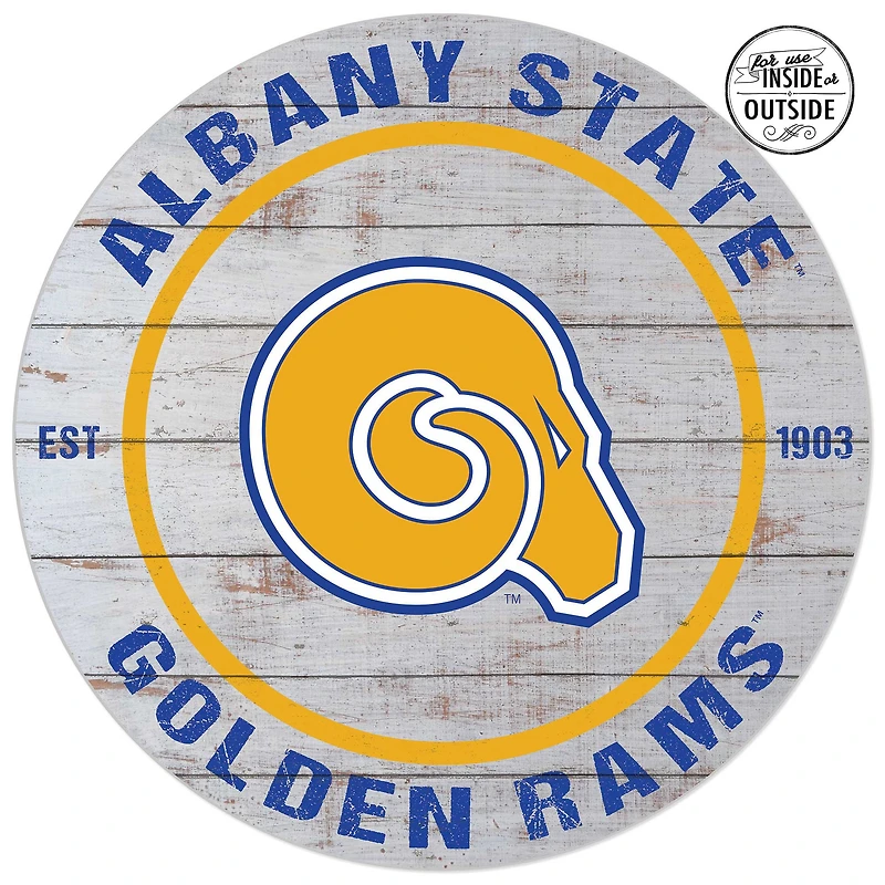 Albany State Golden Rams 20'' x 20'' Indoor/Outdoor Weathered Circle Sign