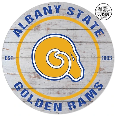 Albany State Golden Rams 20'' x 20'' Indoor/Outdoor Weathered Circle Sign