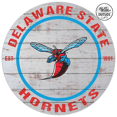 Delaware State Hornets 20'' x 20'' Indoor/Outdoor Weathered Circle Sign