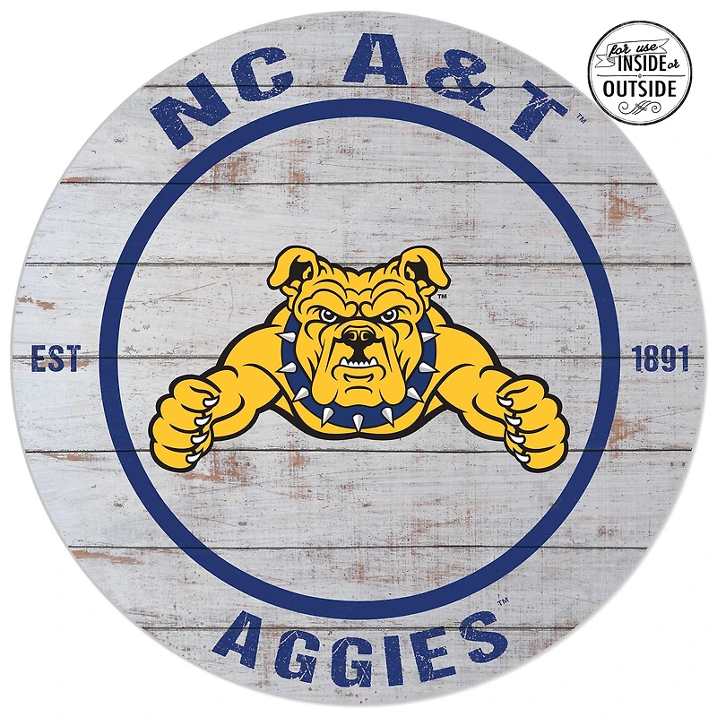 North Carolina A&T Aggies 20'' x 20'' Indoor/Outdoor Weathered Circle Sign