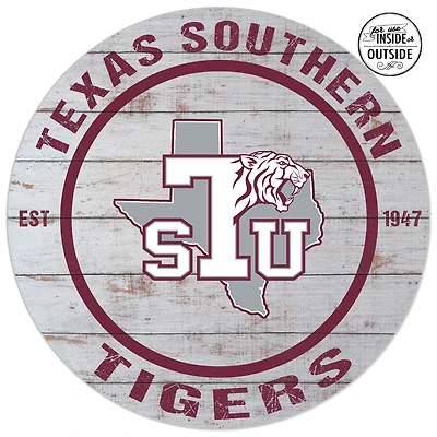 Texas Southern Tigers 20'' x 20'' Indoor/Outdoor Weathered Circle Sign