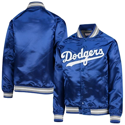 Youth Mitchell & Ness Royal Los Angeles Dodgers Cooperstown Collection Raglan Satin Full-Snap Jacket