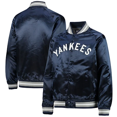 Youth Mitchell & Ness Navy New York Yankees Cooperstown Collection Raglan Satin Full-Snap Jacket