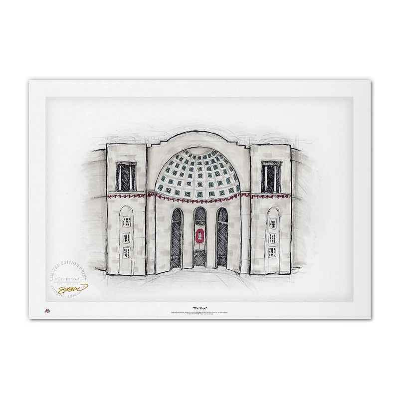 Ohio State Buckeyes Ohio Stadium Sketch Limited Edition 36'' x 24'' Limited Edition Fine Art Print