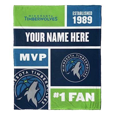 The Northwest Group Minnesota Timberwolves 50'' x 60'' Colorblock Personalized Silk Touch Throw