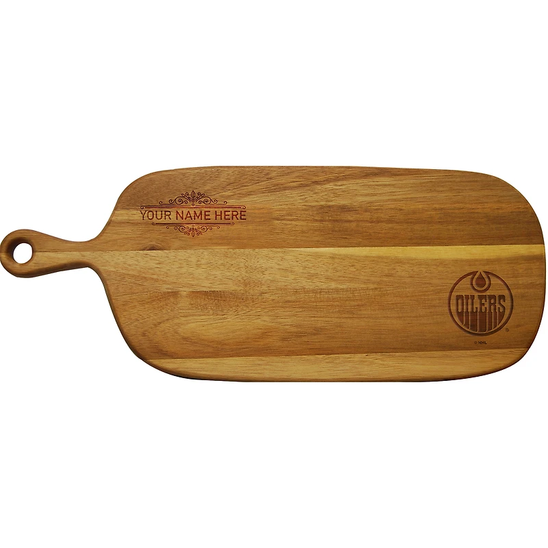 Edmonton Oilers Personalized Acacia Paddle Serving Board